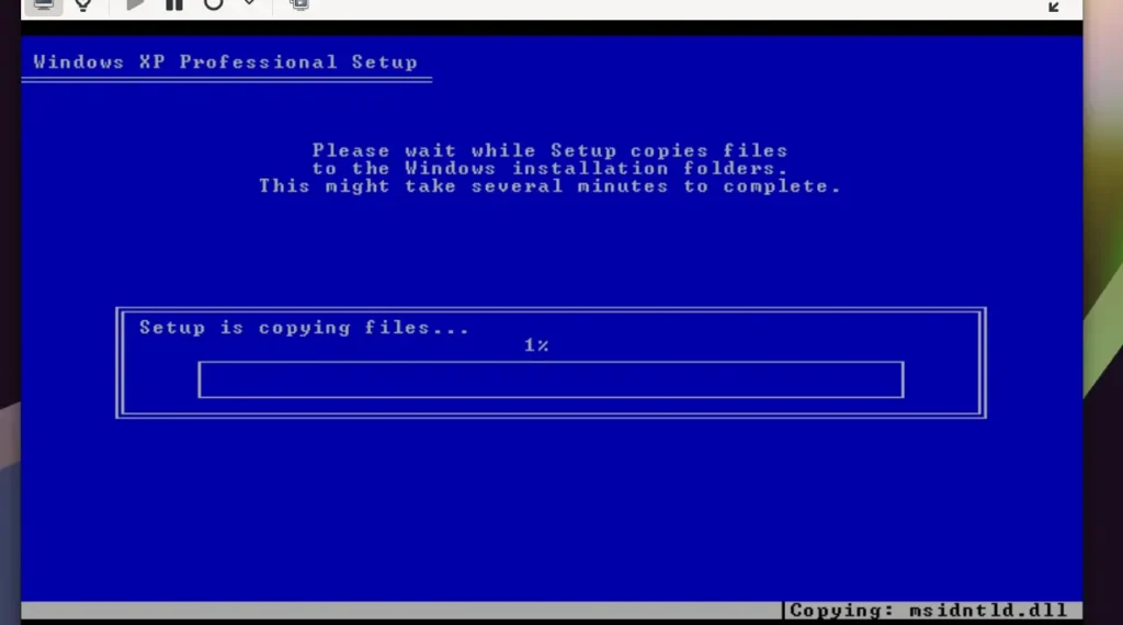 Zrzut ekranu: Pierwszy etap naprawy (pasek instalacyjny)