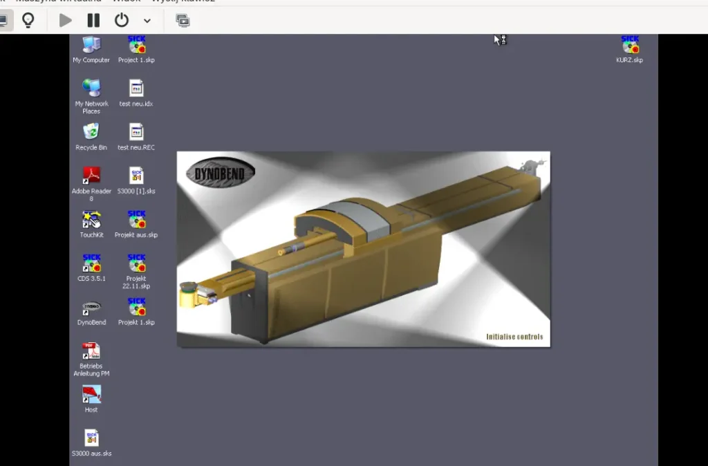 Zrzut ekranu: Ekran po zalogowaniu do systemu jako Operator. Uruchamiająca się aplikacja giętarki